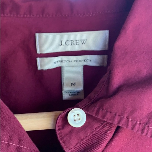 J Crew Dress Shirt Women’s Med Burgundy - Picture 2 of 4